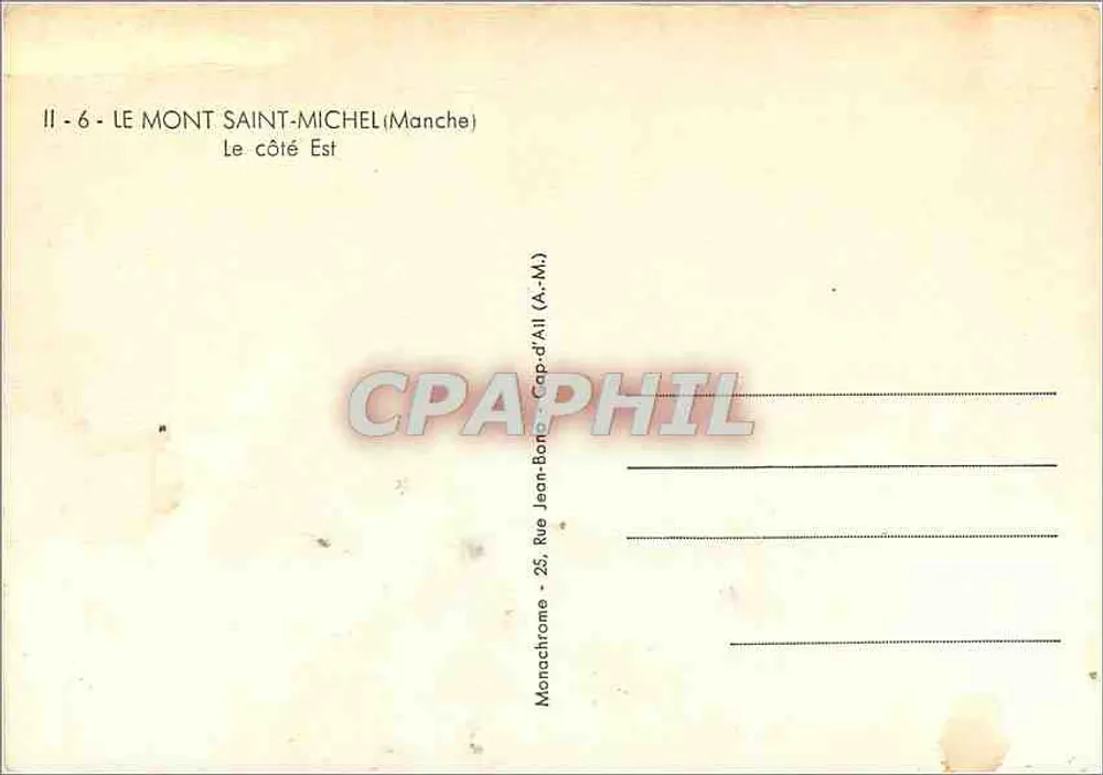 Monte Santo-Mihiel — Lado Leste — Monachrome, Cap-d'All (A.-M.) - Verso