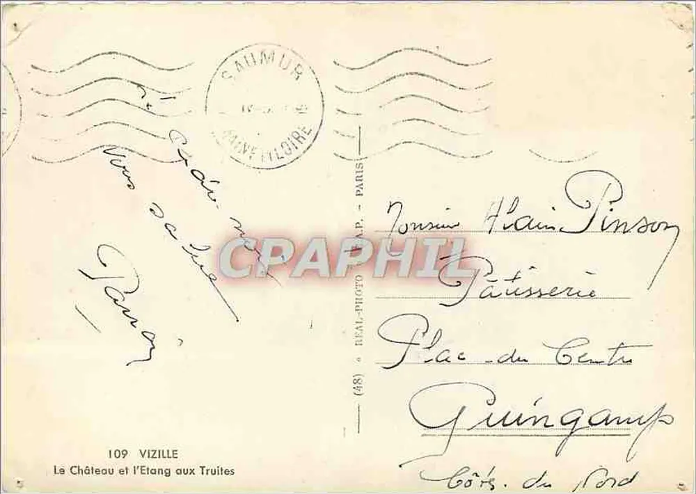 Vizille — Le Château et l'Étang aux Truites — éditeur BEAL-PHOTO (68) - Verso