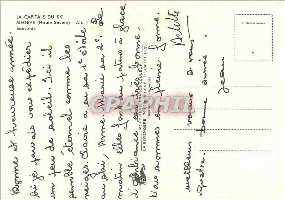 Mégeve — Capitale du Ski — Éditeur La Berengere - Verso