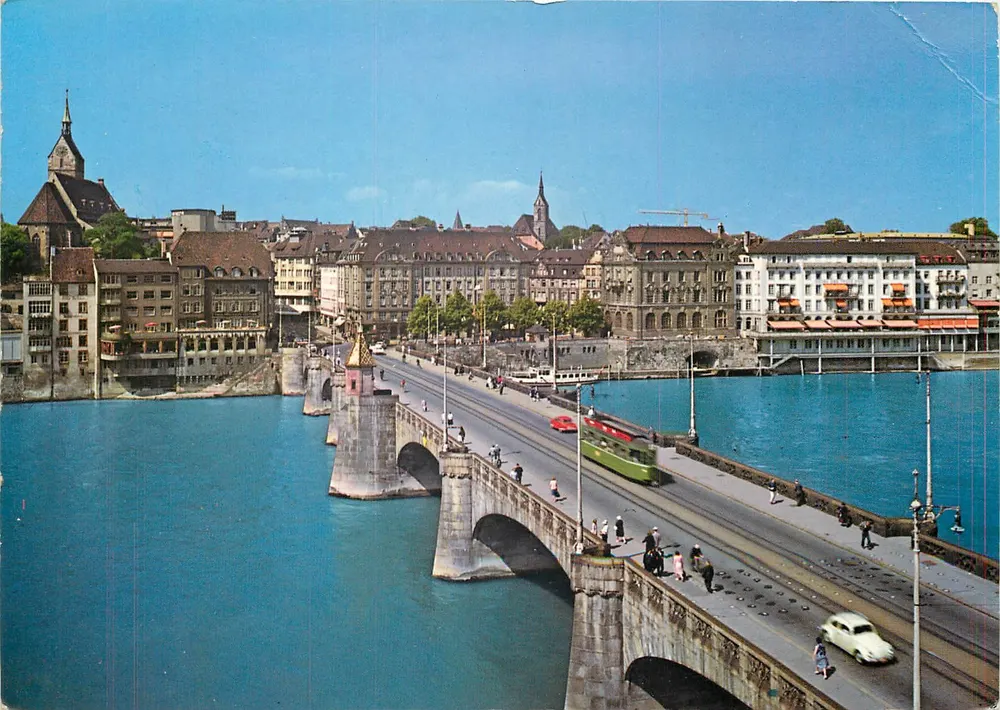 Basel — Ponte do meio e Igreja de São Martinho — Hans Frey, Basel - Frente