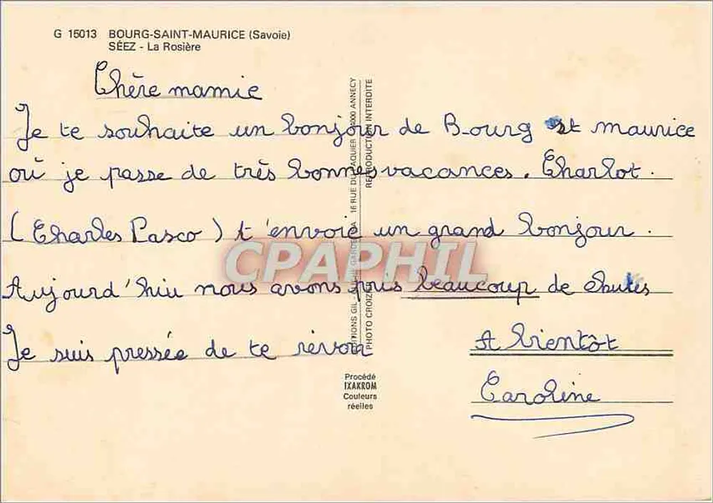 Bourg-Saint-Maurice (Savoie) — vue hivernale enneigée — G 15013, Séez - La Rosière - Verso