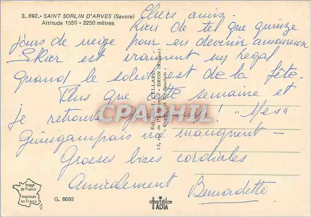 St Sorlin d'Arves — vue de la chapelle et du téléphérique — éditeur J. Cellard - Verso