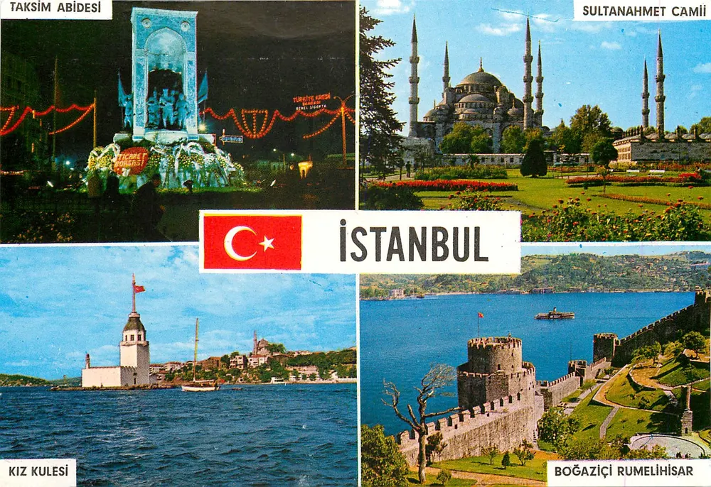 Istanbul — Taksim Abidesi, Sultanahmet Camii, Kiz Kulesi, Boğaziçi Rumelihisar — Keskin Color, No. 38 - Recto