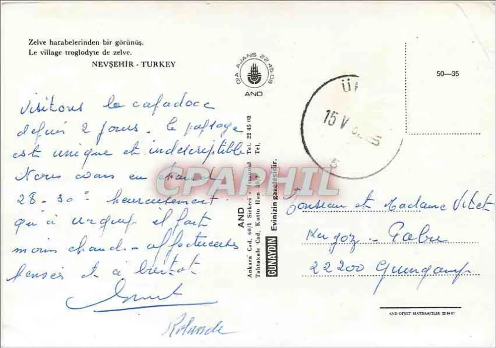 Zelve - Ansicht des troglodytischen Dorfes - AND Verlag, Serie 50-35 - Rückseite