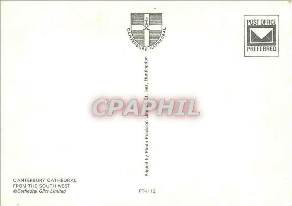 Catedral de Canterbury — vista panorâmica — Cathedral Gifts Limited, PT4112 - Verso