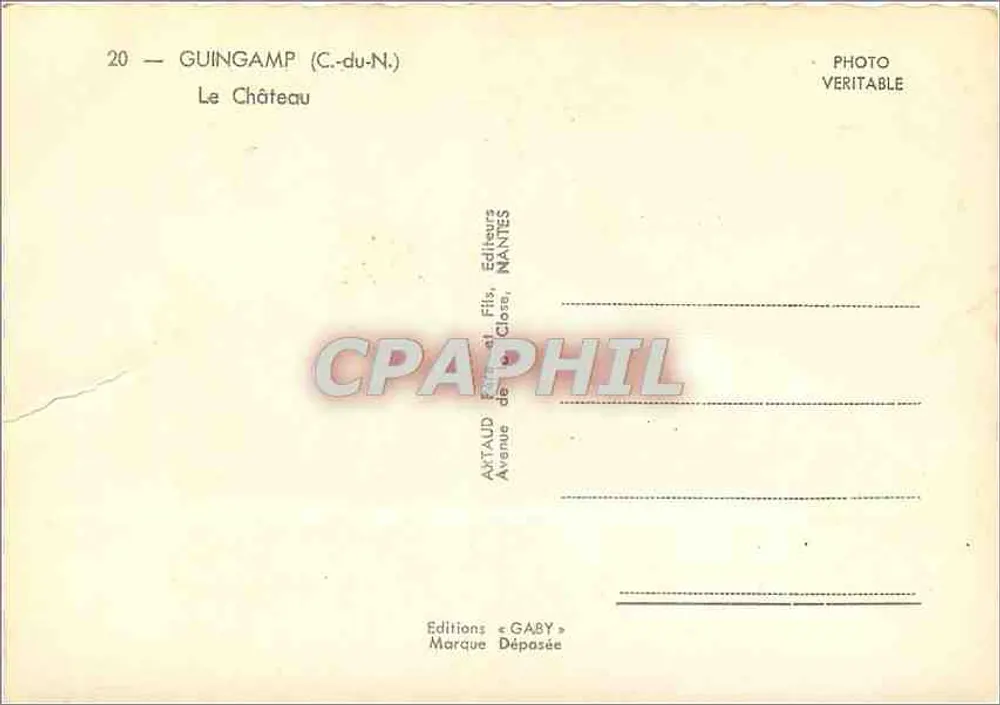 Guingamp (C.-du-N.) — O Castelo — Editor Gaby, Nantes - Verso