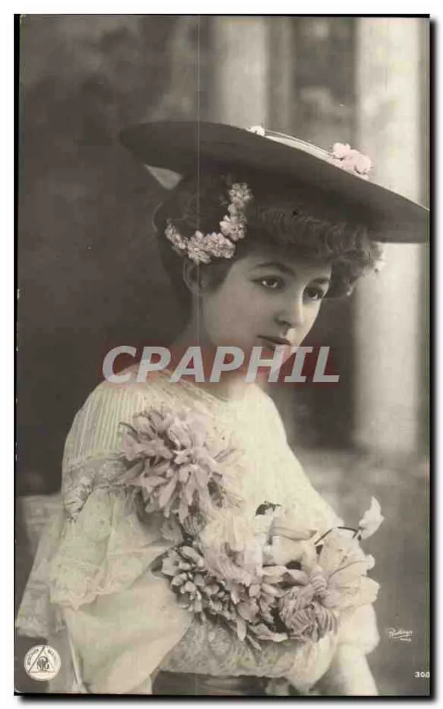 Junge Frau in Hut mit Blumen — Robson & Co. Nr. 300 - Vorderseite