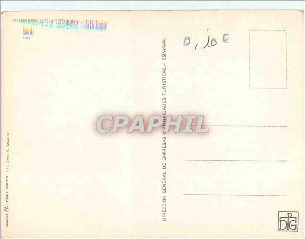 Hotel du Parador de la Costa Blanca — Javea (Alicante) — Editionen der D.G. — Serie B.1 - Rückseite