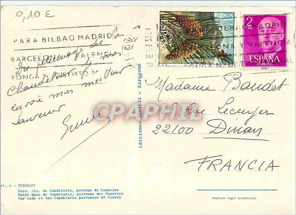 Notre Dame de Candelaria — patronne des Canaries — Éditions Valencianes - Verso