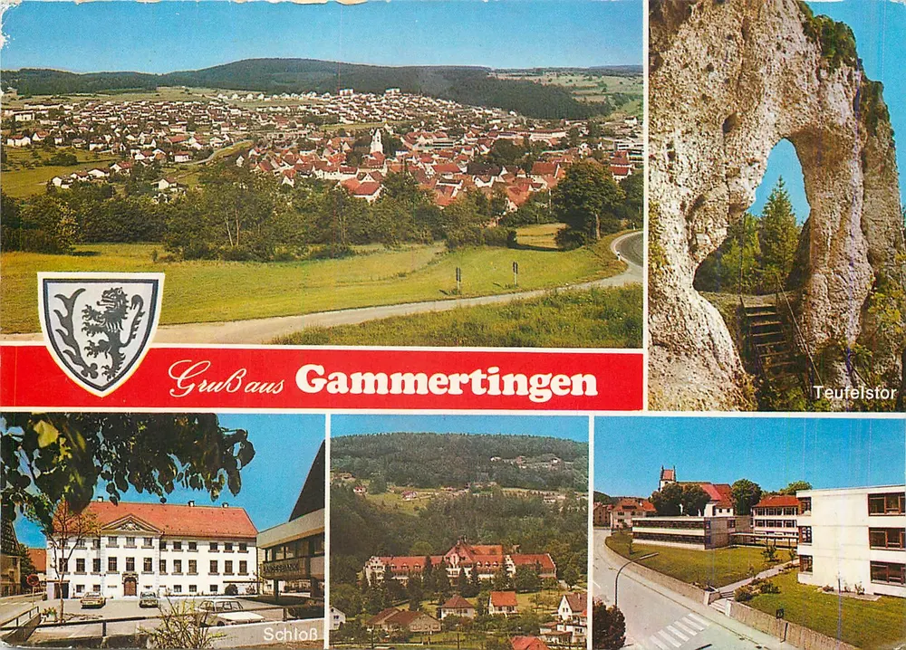 Gammertingen — vista panorâmica e Teufelstor — editor Metz, n° 446 K 43 EFA - Frente