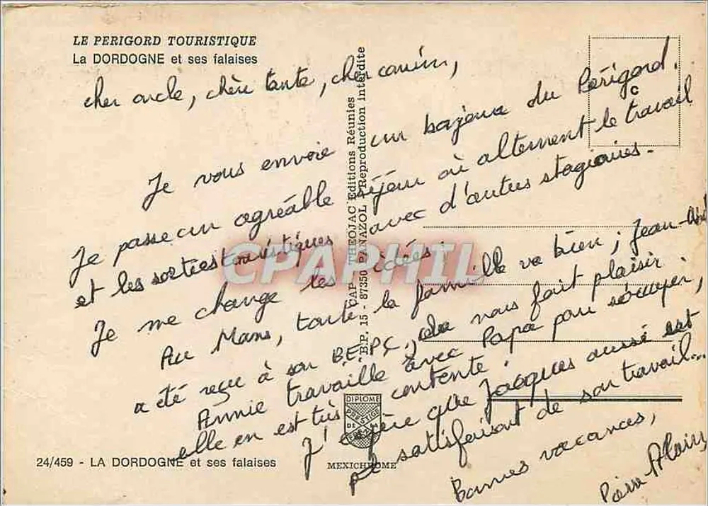 Die Dordogne und ihre Klippen — Verlag IRIS, Nr. 24/459 - Rückseite