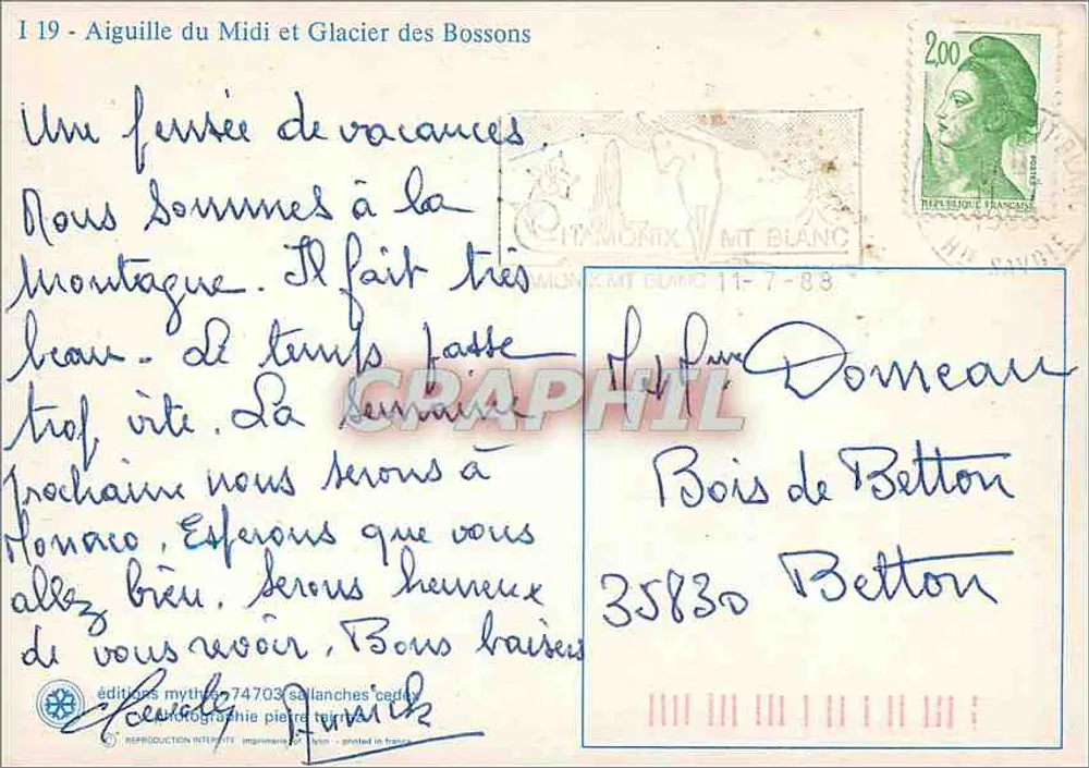 Aiguille do Midi e Glacier dos Bossons — edições mythèques, n°19 - Verso