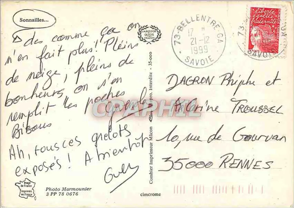 Sonnailles — Alpes francesas — Foto Marmounier, n° 3 PP 78 0676 - Verso