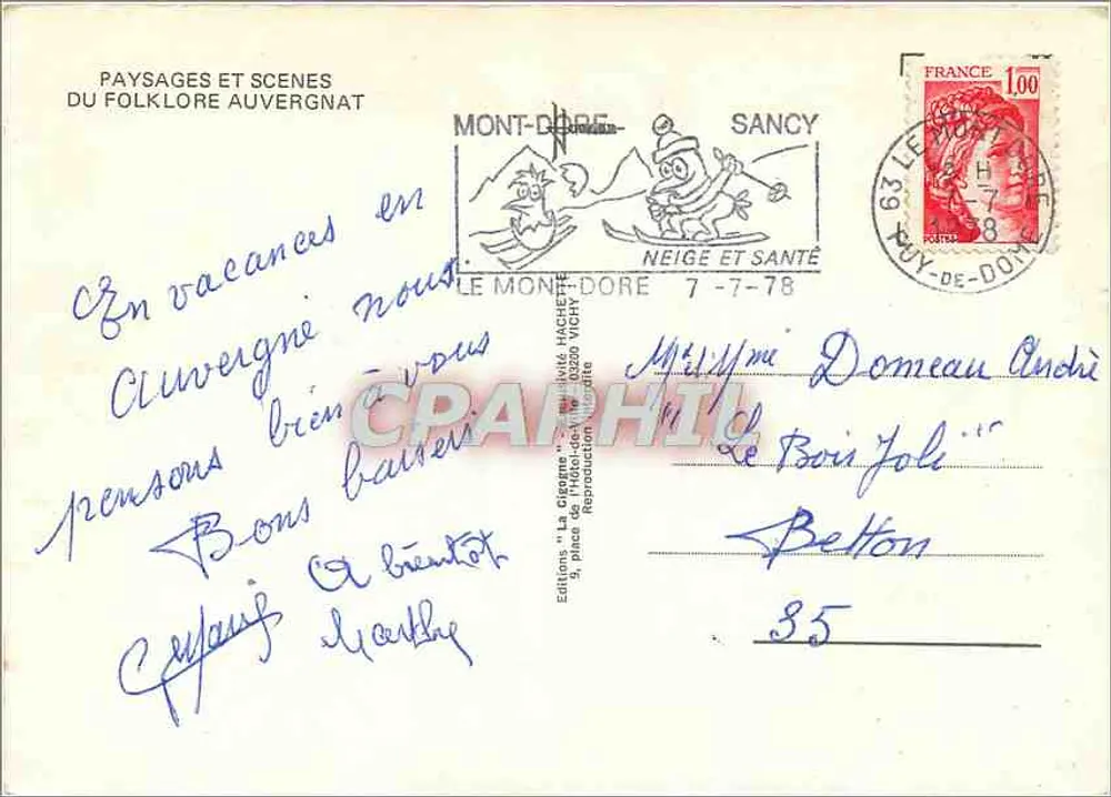 Paisagens na Auvergne — Edições "Le Mont-Dore" n°35 - Verso