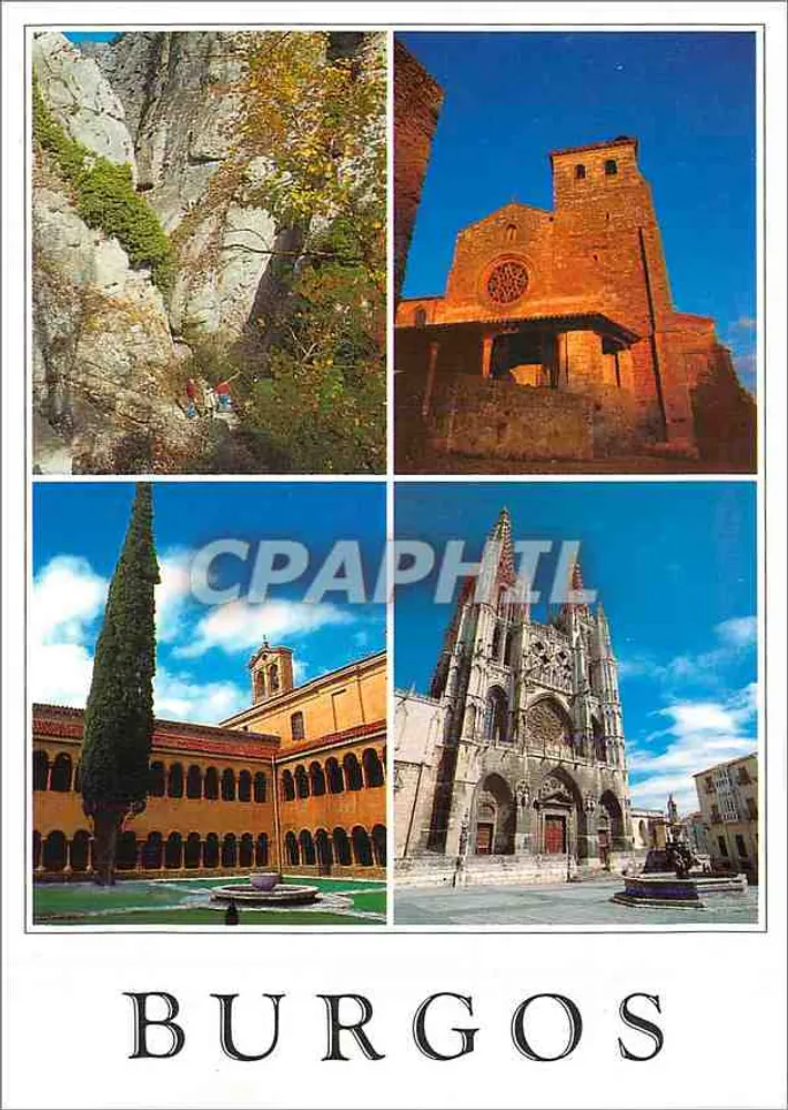 Burgos — Gletsjer van Yecla, Collegiata (Covarrubias), Klooster van Silos en Kathedraal — uitgever Mundigráfis, S.L., n° B-33 - Voorkant