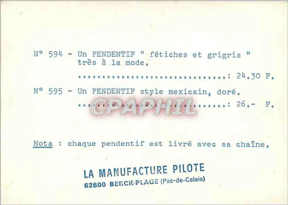 Schmuckanhänger — Fetiche-Stil und mexikanischer Stil — La Manufacture Pilote, Berck-Plage - Rückseite