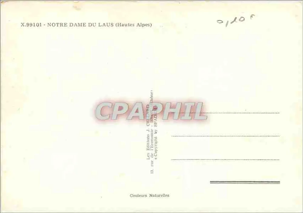 Nossa Senhora do Laus — Alpes Altos — Éditions J. Cellot - Verso