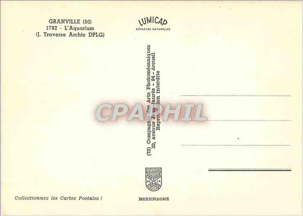 O Aquário em Granville — editor LUMICAP, n° (1782) - Verso