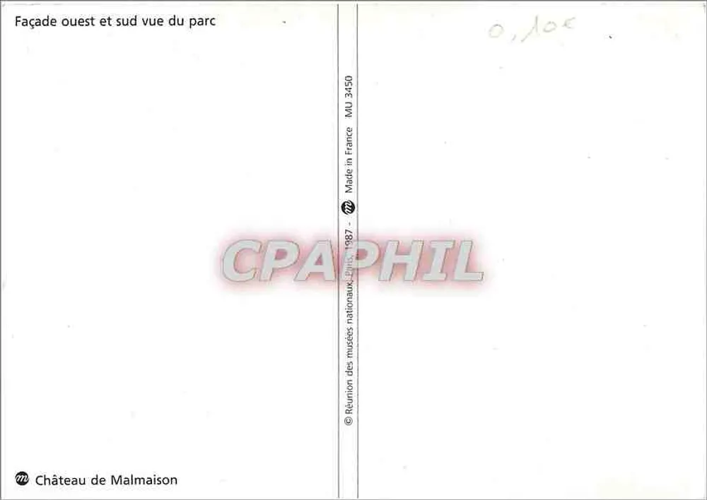 Castelo de Malmaison — Fachaça oeste e sul vista do parque — Réunion des musées nationaux - Verso