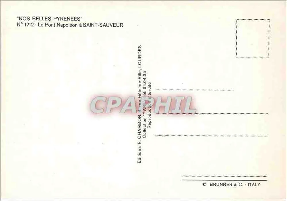 Le Pont Napoléon à Saint-Sauveur — Série 'Nos Belles Pyrénées' — Éditions P. Chambon, Lourdes - Verso