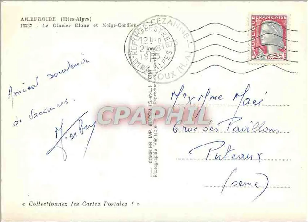 Ailefroide (Htes-Alpes) — Le Glacier Blanc et Neige-Cardier — Comier Imp. (S.-et-L.) - Verso