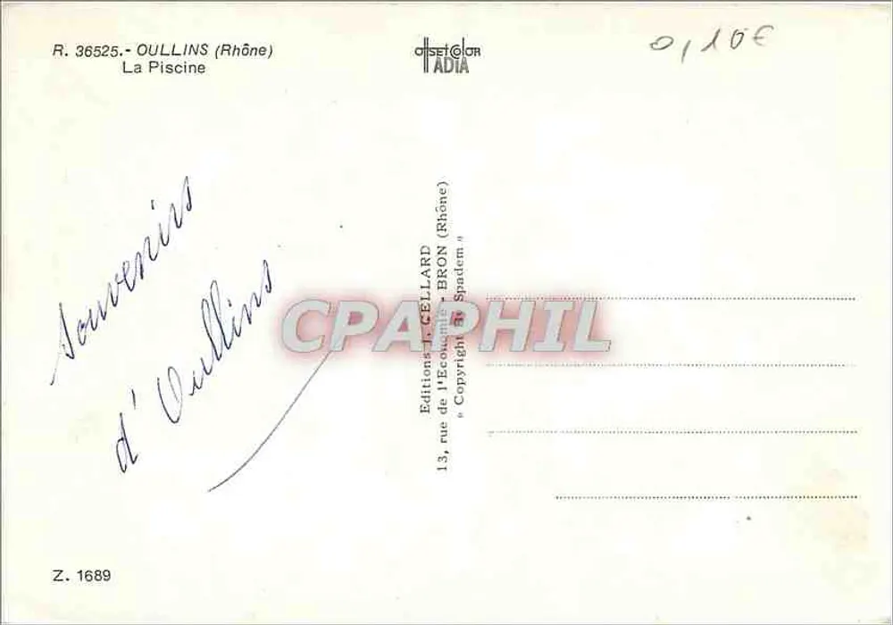 Oullins — A piscina — Edições J. Cellard - Verso