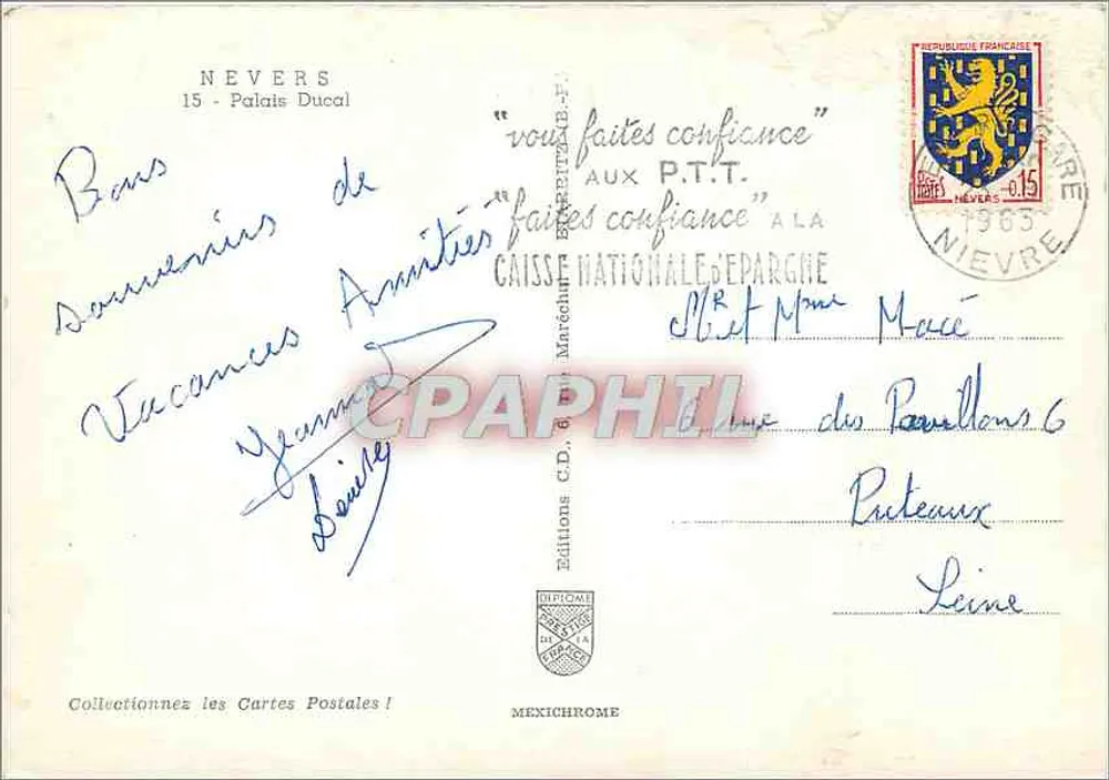 Nevers - Palácio Ducal — Edições MEXICHROME, n° 15 - Verso