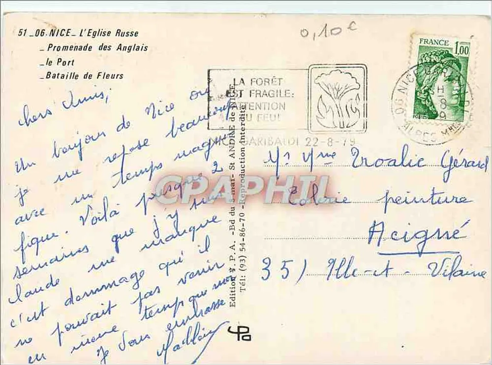 Russische Kirche in Nice — Promenade des Anglais, Le Port, Schlacht der Blumen — Edition P.A. Bd du Général de Gaulle - Rückseite