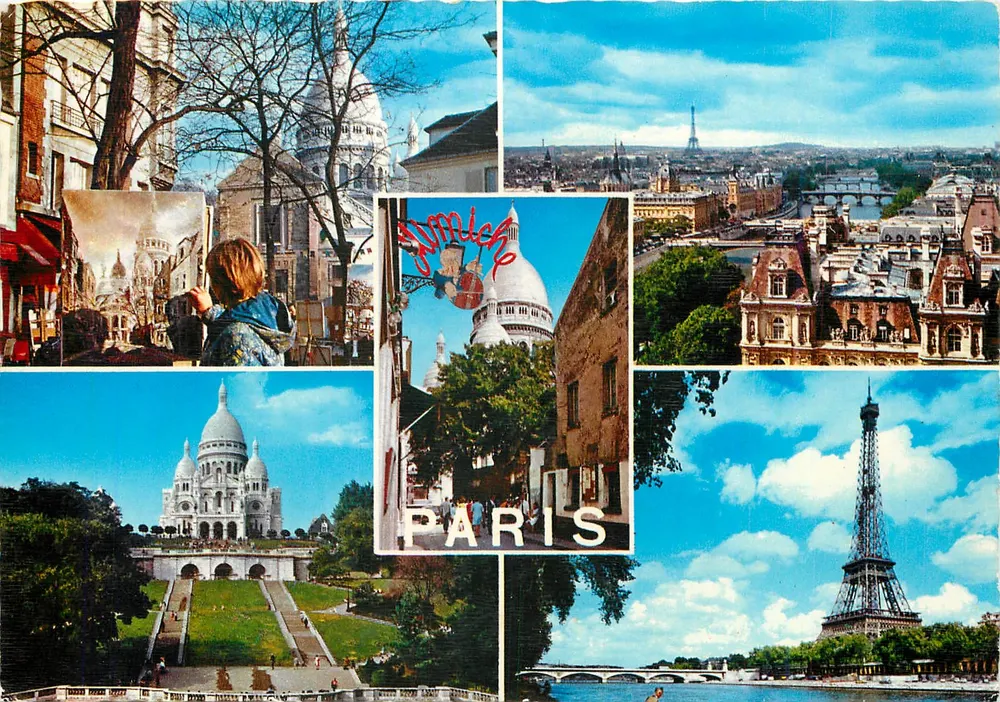 Paris — Montmartre, Sacré-Cœur, Tour Eiffel — éditeur Jumilien, n° 43 - Recto