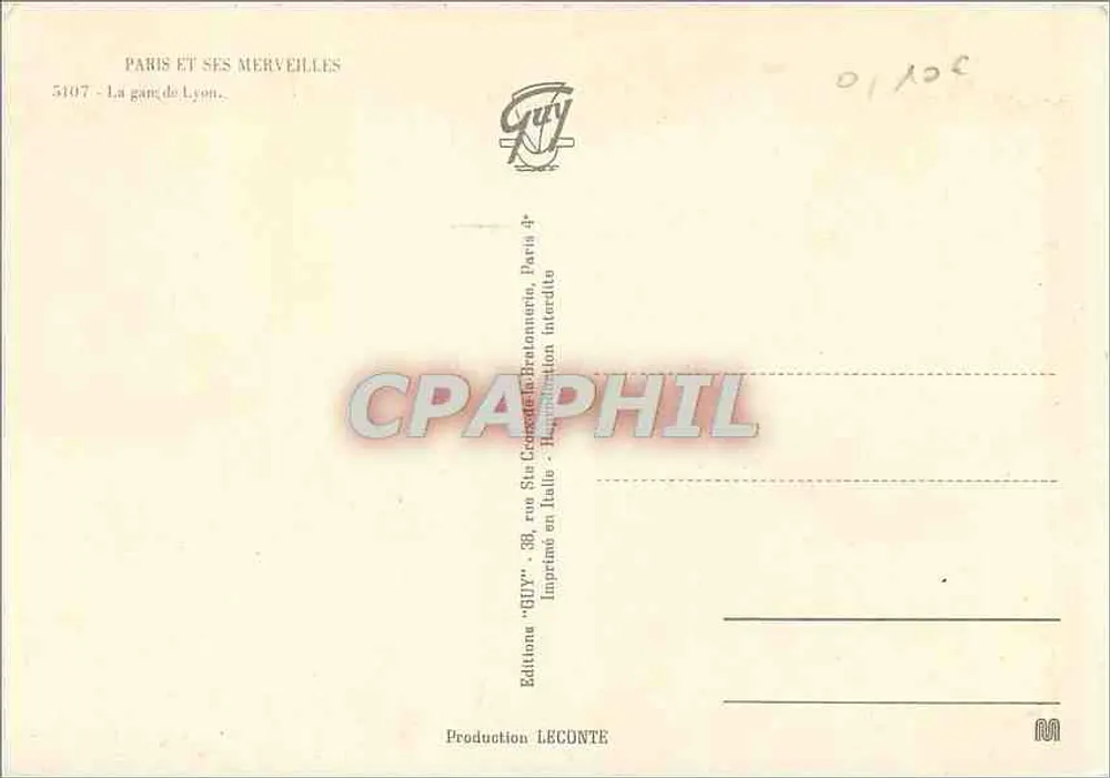 A estação de Lyon — Paris — Edições GUY, n° 5107 - Verso