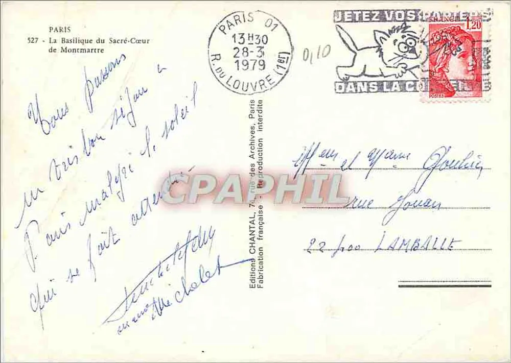 Basilique du Sacré-Cœur — Montmartre — Éditions Chantal, n°527 - Verso