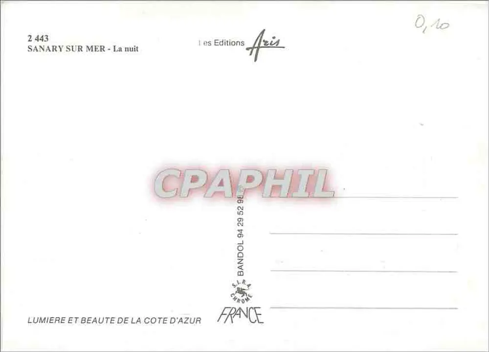 Sanary-sur-Mer — A noite — Les Editions Aris, n° 2 443 - Verso