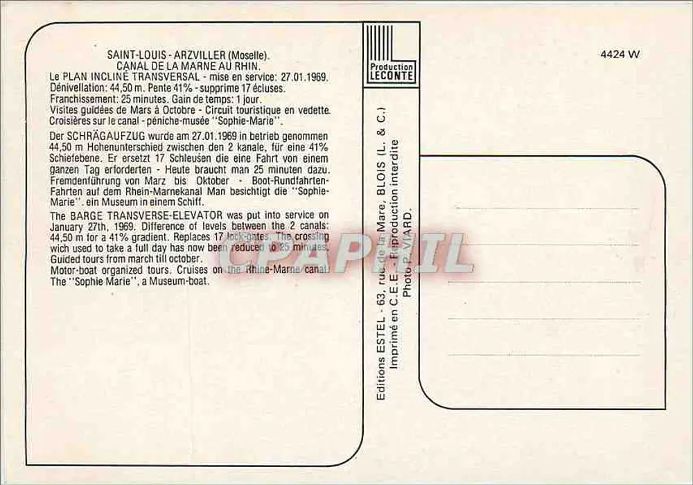 Schiefbahnhof Saint-Louis - Arzviller — Éditions Leconte, n° 4424 W - Rückseite