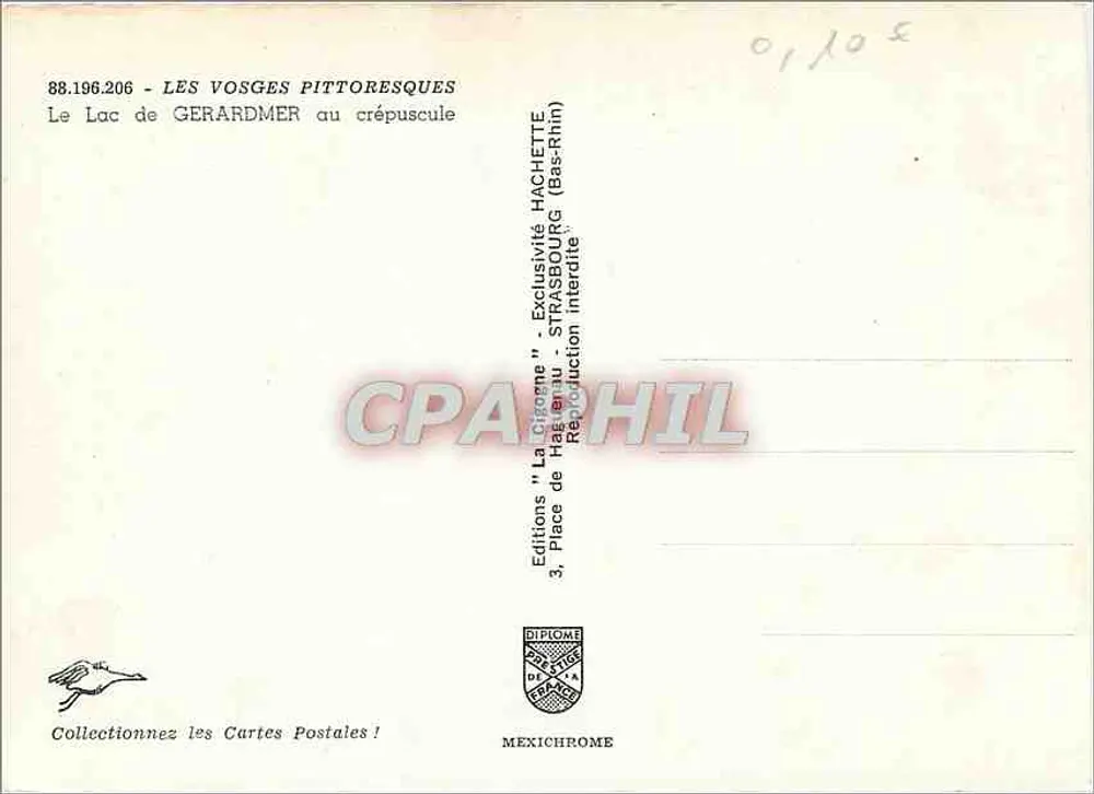 Le Lac de Gérardmer — au crépuscule — Éditions La Crème, série 88.196.206 - Verso