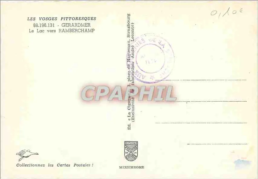 Lac vers Rambertchamp — Les Vosges pittoresques — Éd. Diplôme de la Meuse - Verso