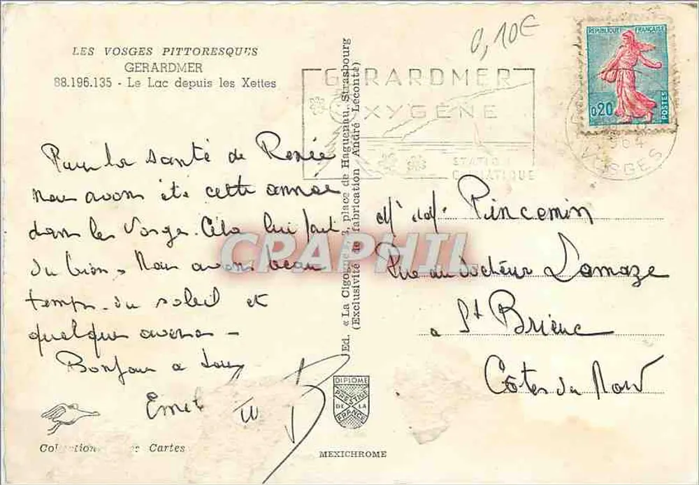 See Gérardmer — pittoreske Vosges — Verlag: MEXICHROME, n° 88.196.135 - Rückseite