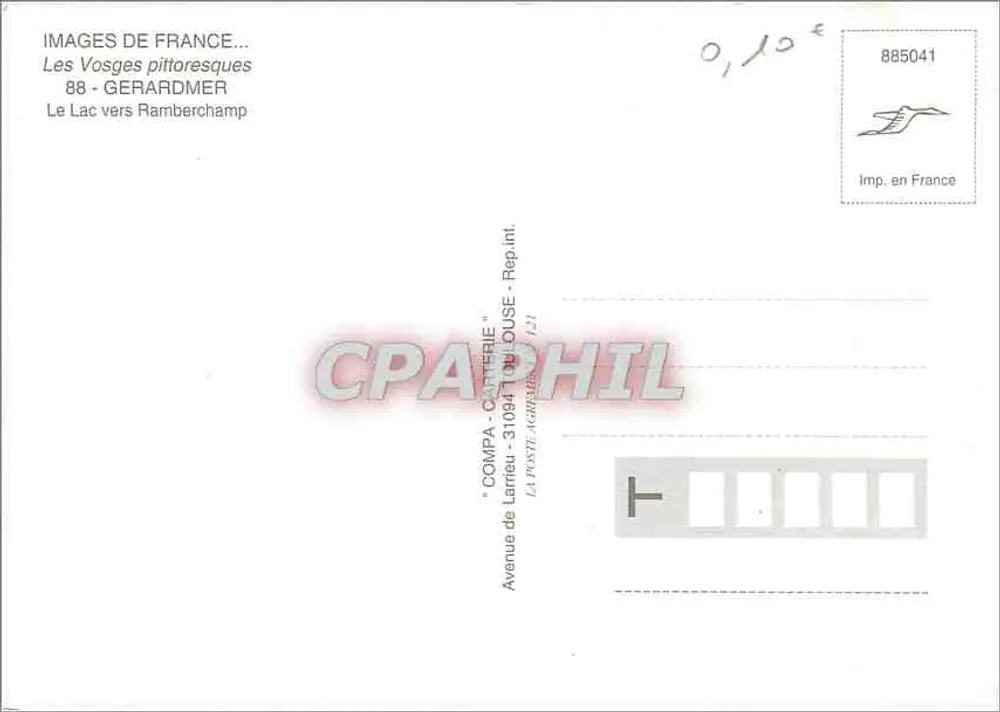 Lac de Rambertchamp — Les Vosges pittoresques — Compagnie de Larrieu, 88 - Verso