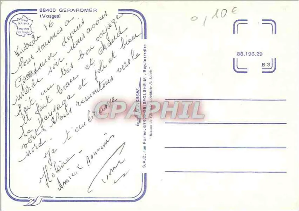 Gerardmer — Uma Pensão de GERARDMER — S.A.D. rue Forlen, 67400 Geispolsheim - Verso