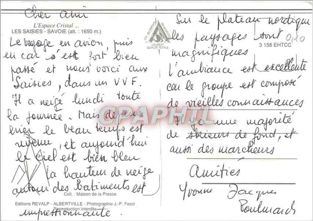 L'Espace Cristal — Les Saïsies — Été et Hiver — Éditions Revalp - Verso