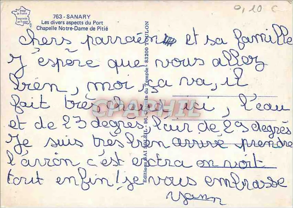 Sanary-sur-Mer — Les divers aspects du Port Chapelle Notre-Dame de Pitié — Éditions AAI MOLÉLÉ - 83200 TOULON - Verso