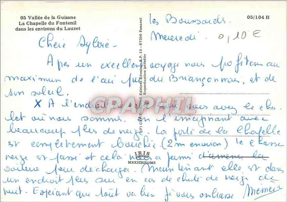 Die Kapelle des Fontenil — Tal der Guisane, in der Nähe von Lauzet — Éditions Bénédicte, n° 05/104 H - Rückseite