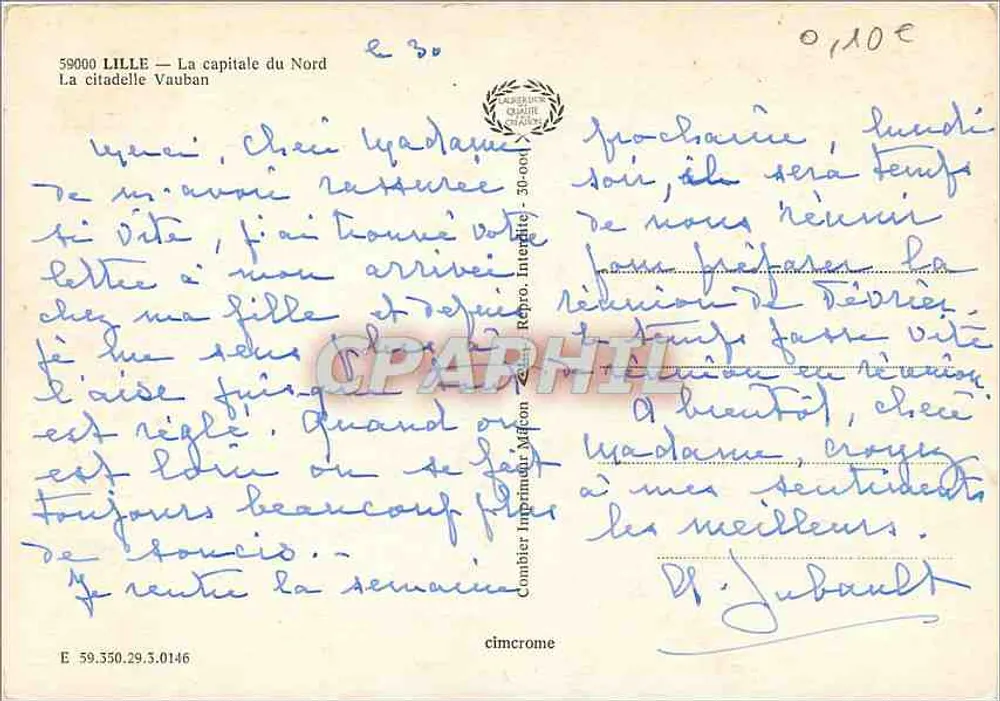 Die Vauban-Zitadelle — Lille — Verlag Cimchrome - Rückseite