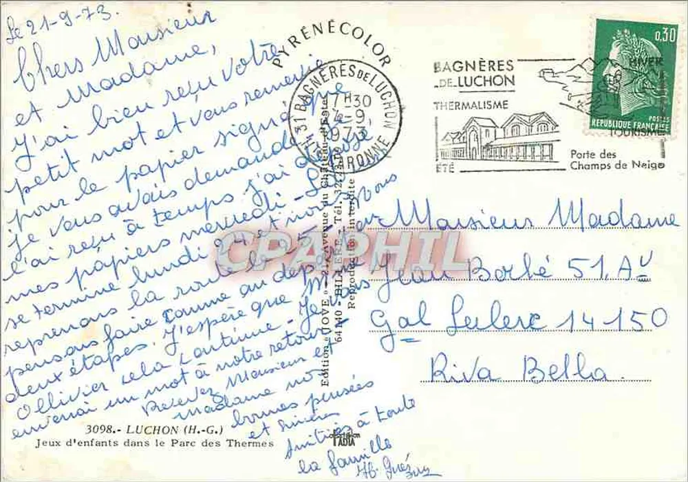 Jeux d'enfants dans le Parc des Thermes — Bagnères-de-Luchon — Édition JOVE - Verso