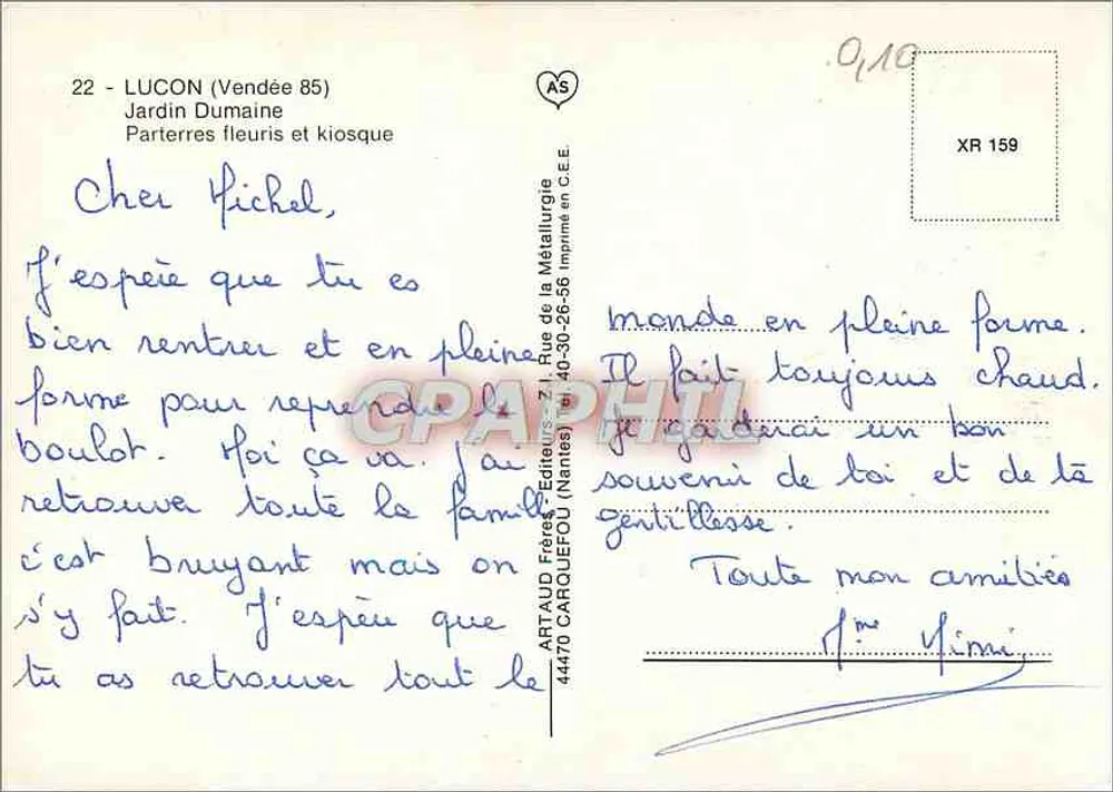 Luçon — Jardin Dumaine avec kiosque et fontaine - Verso