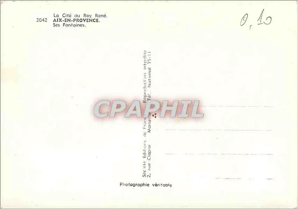 Aix-en-Provence — Suas Fontes — Sociedade dos Editores da França, Aix-en-Provence - Verso