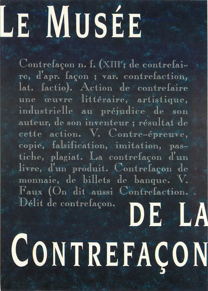 O Museu da Contrafação — Definições e exposição — Museu da Contrafação, 16 rue de la Faisanderie, Paris - Frente