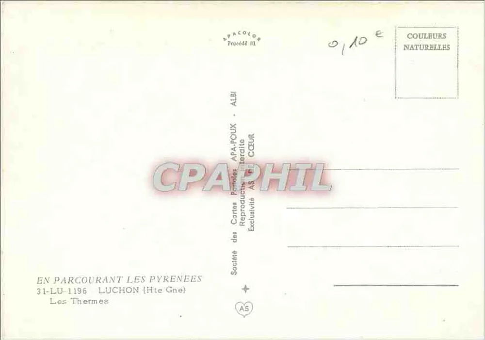 Les Thermes — Luchon (Haute-Garonne) — Société des Cartes Postales APA-ROUX, Albi - Rückseite