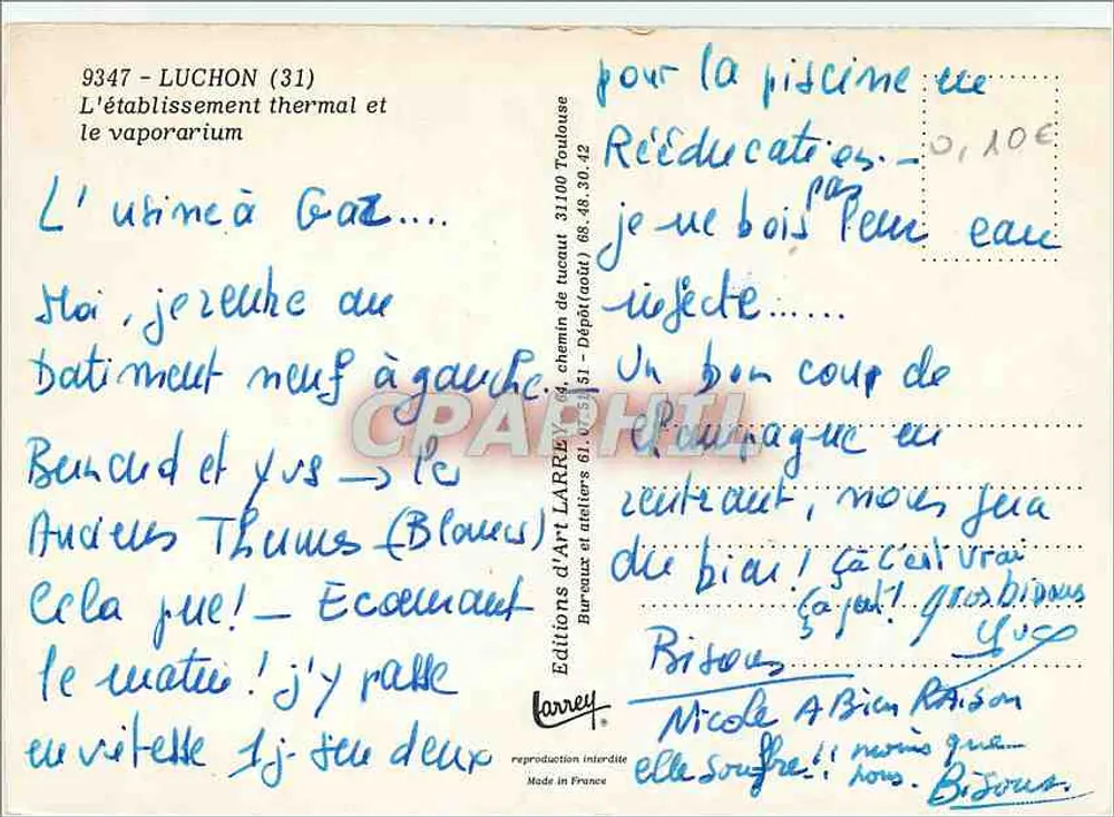 Das Thermalbad und das Vaporarium — Luchon (31) — Éditions d'Art Larrey - Rückseite