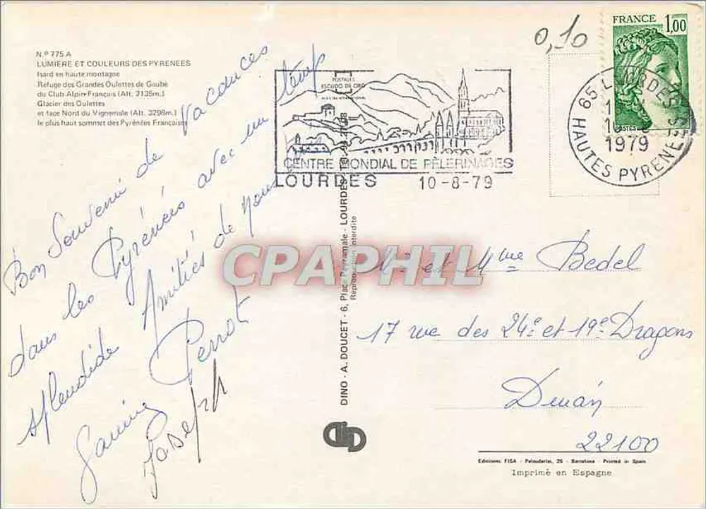 Glaciar das Oulettes — Refúgio das Grandes Oulettes — Éditions FISA, n° 775 A - Verso