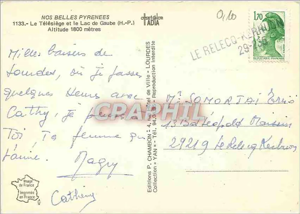 Der Telestuhl und See Gaube — Höhe 1800 m — Éditions P. Chambon, YAN - Rückseite